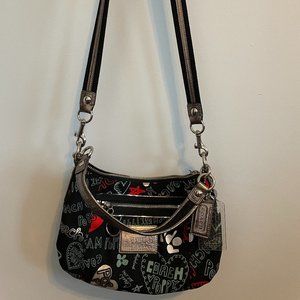 Coach Poppy Black Glam Graffiti Crossbody /Top Handle Purse w/Tags